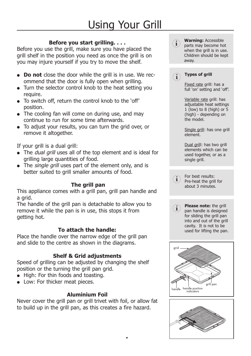 Using your grill | Electrolux EKM11340KN User Manual | Page 8 / 36