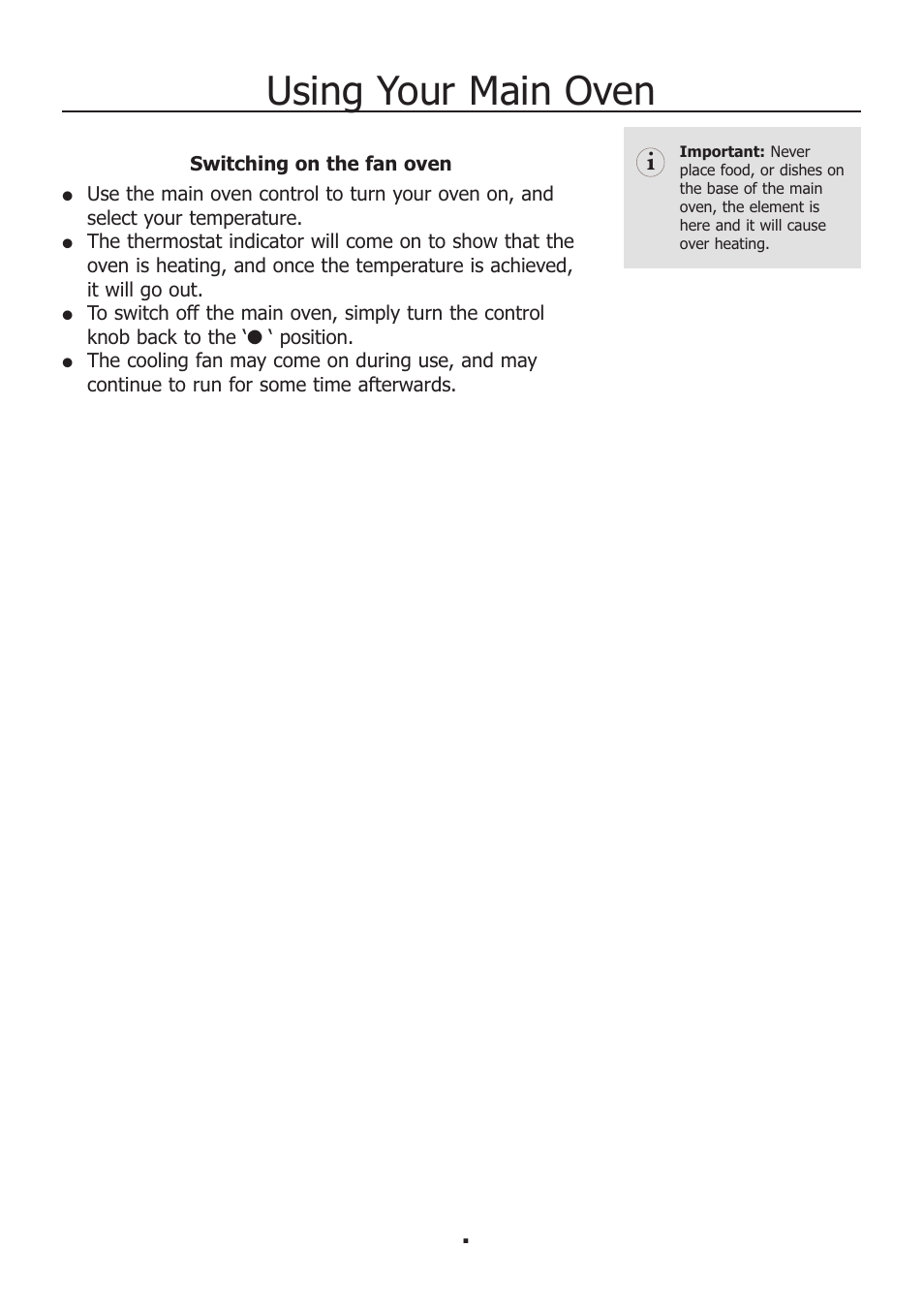 Using your main oven | Electrolux EKM11340KN User Manual | Page 9 / 36