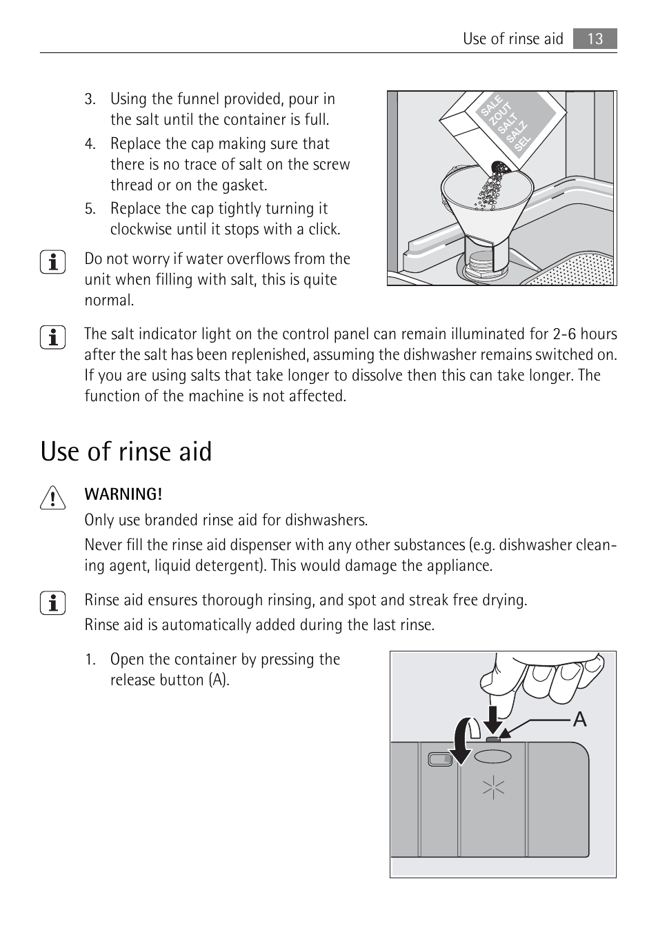 Use of rinse aid | Electrolux 50877 User Manual | Page 13 / 40