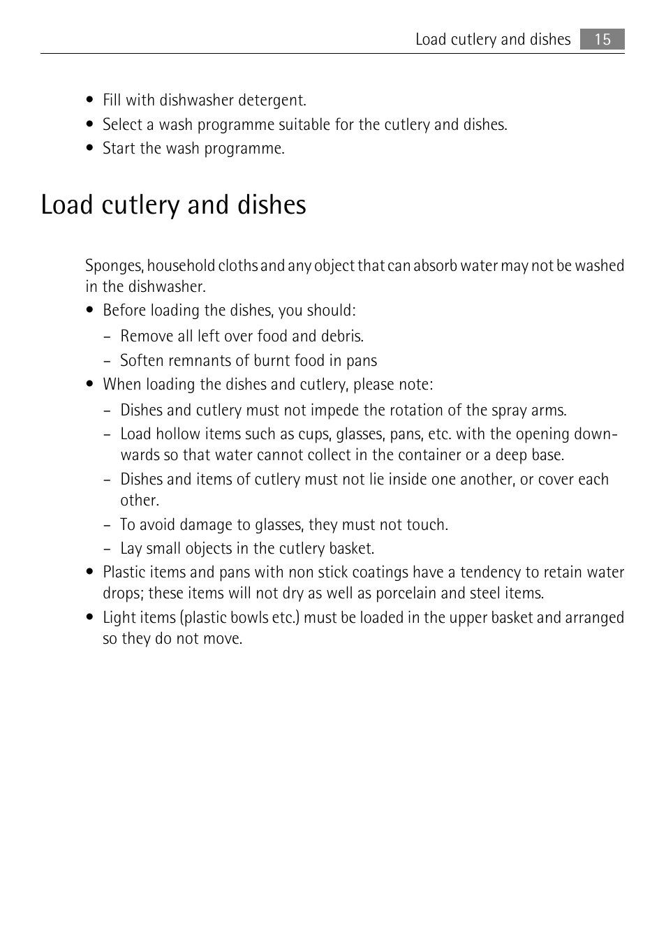 Load cutlery and dishes | Electrolux 50877 User Manual | Page 15 / 40