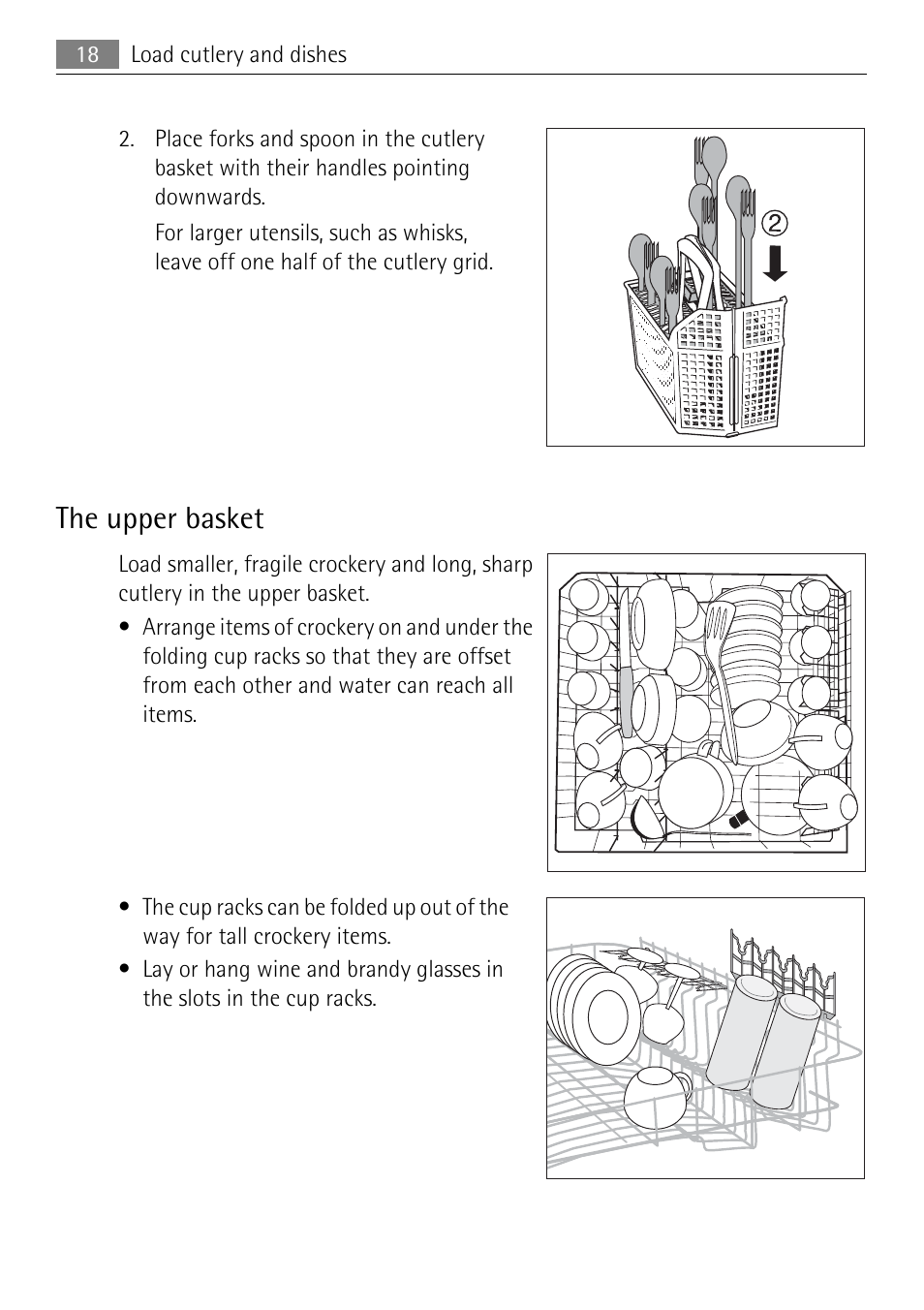 The upper basket | Electrolux 50877 User Manual | Page 18 / 40