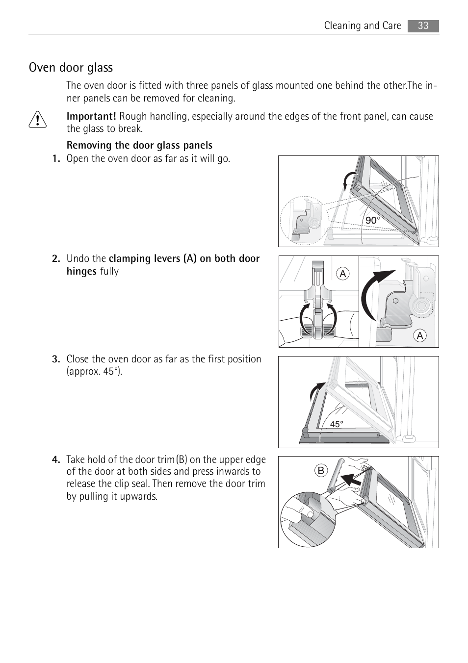 Oven door glass | Electrolux B3151-5 User Manual | Page 33 / 44