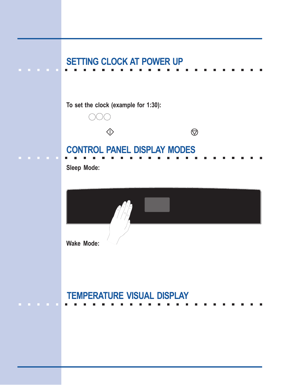Getting started, Temperature visual display | Electrolux 318 205 122 User Manual | Page 12 / 44
