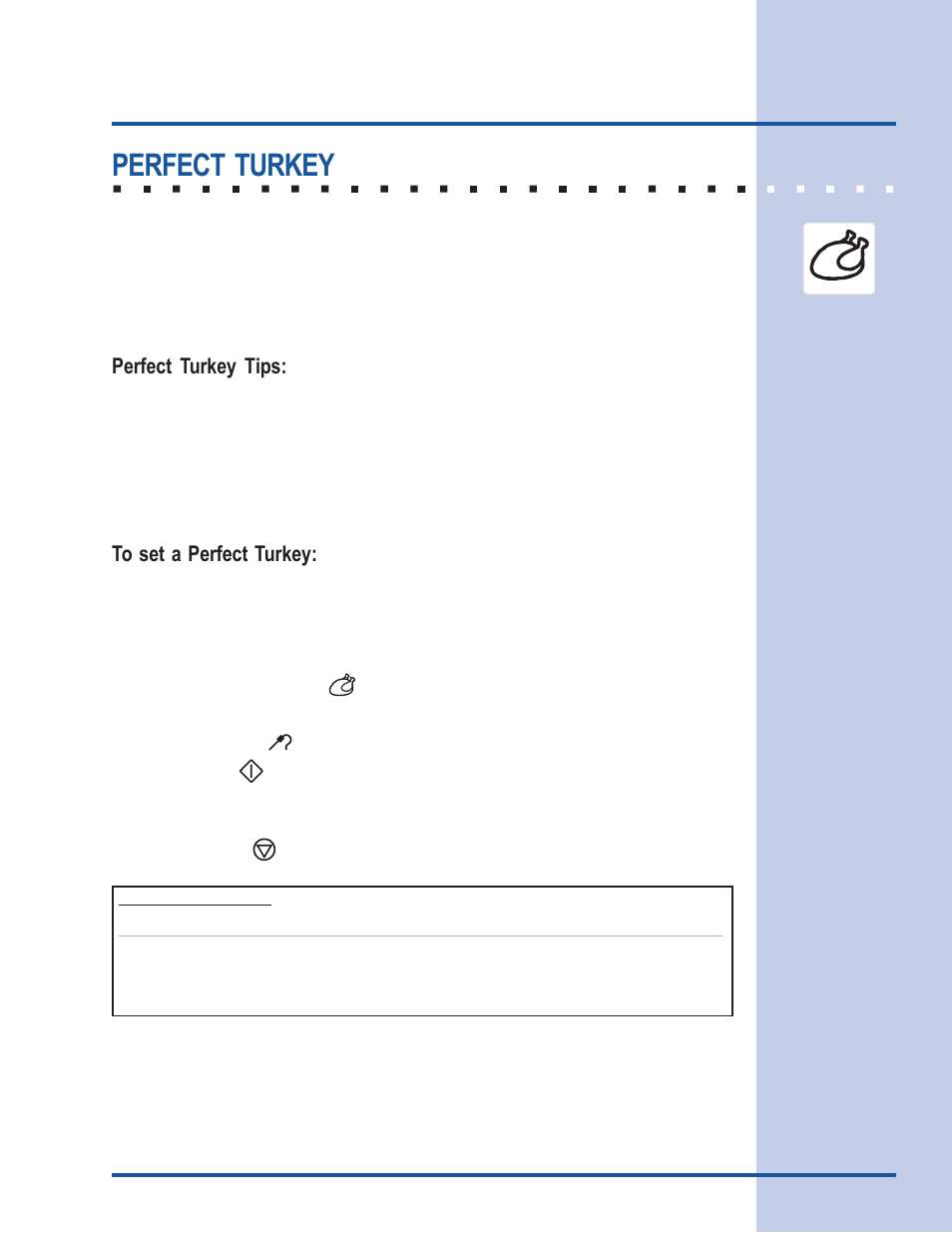 Cooking modes, Perfect turkey, Perfect turkey tips | Electrolux 318 205 122 User Manual | Page 25 / 44