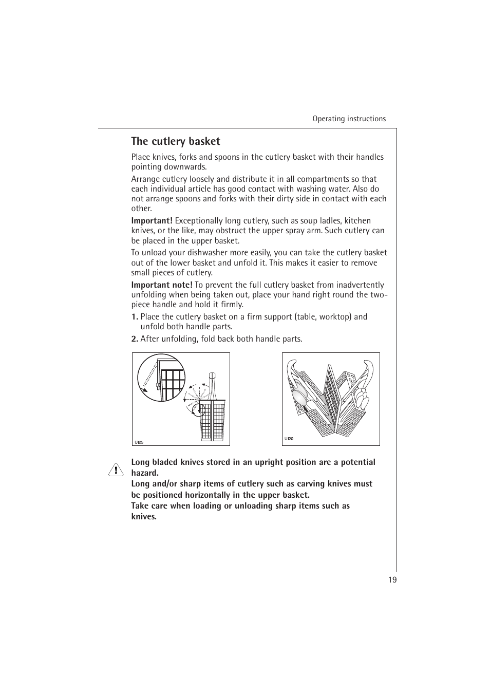 The cutlery basket | Electrolux 54850 S User Manual | Page 19 / 48