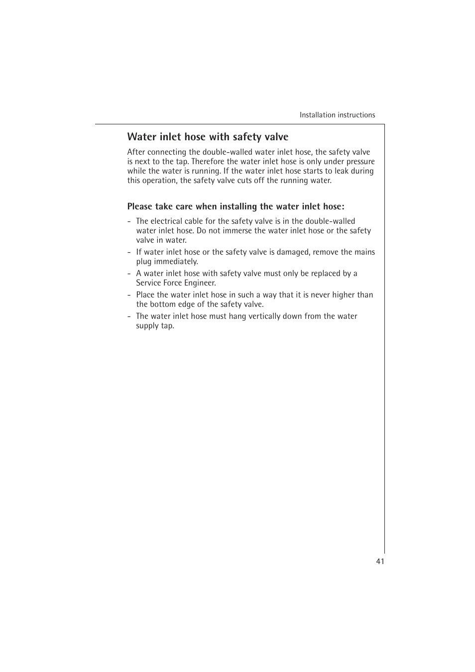 Water inlet hose with safety valve | Electrolux 54850 S User Manual | Page 41 / 48