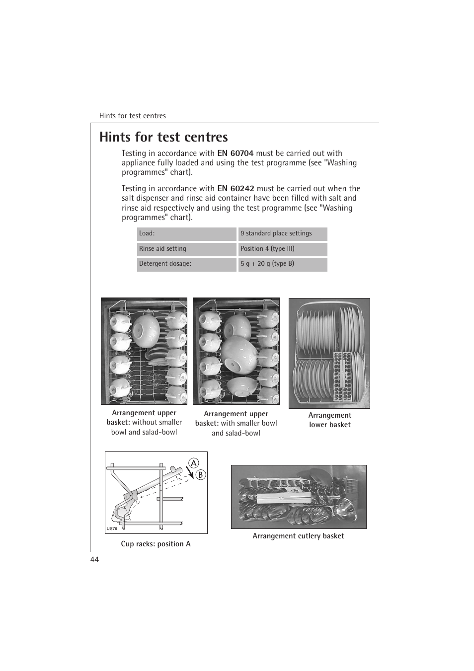 Hints for test centres | Electrolux 54850 S User Manual | Page 44 / 48