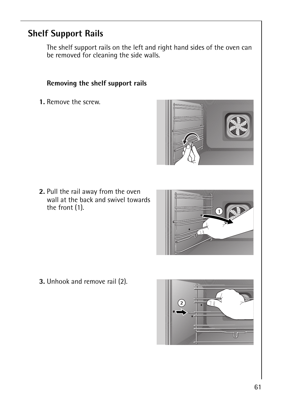 Shelf support rails | Electrolux B8140-1 User Manual | Page 61 / 72