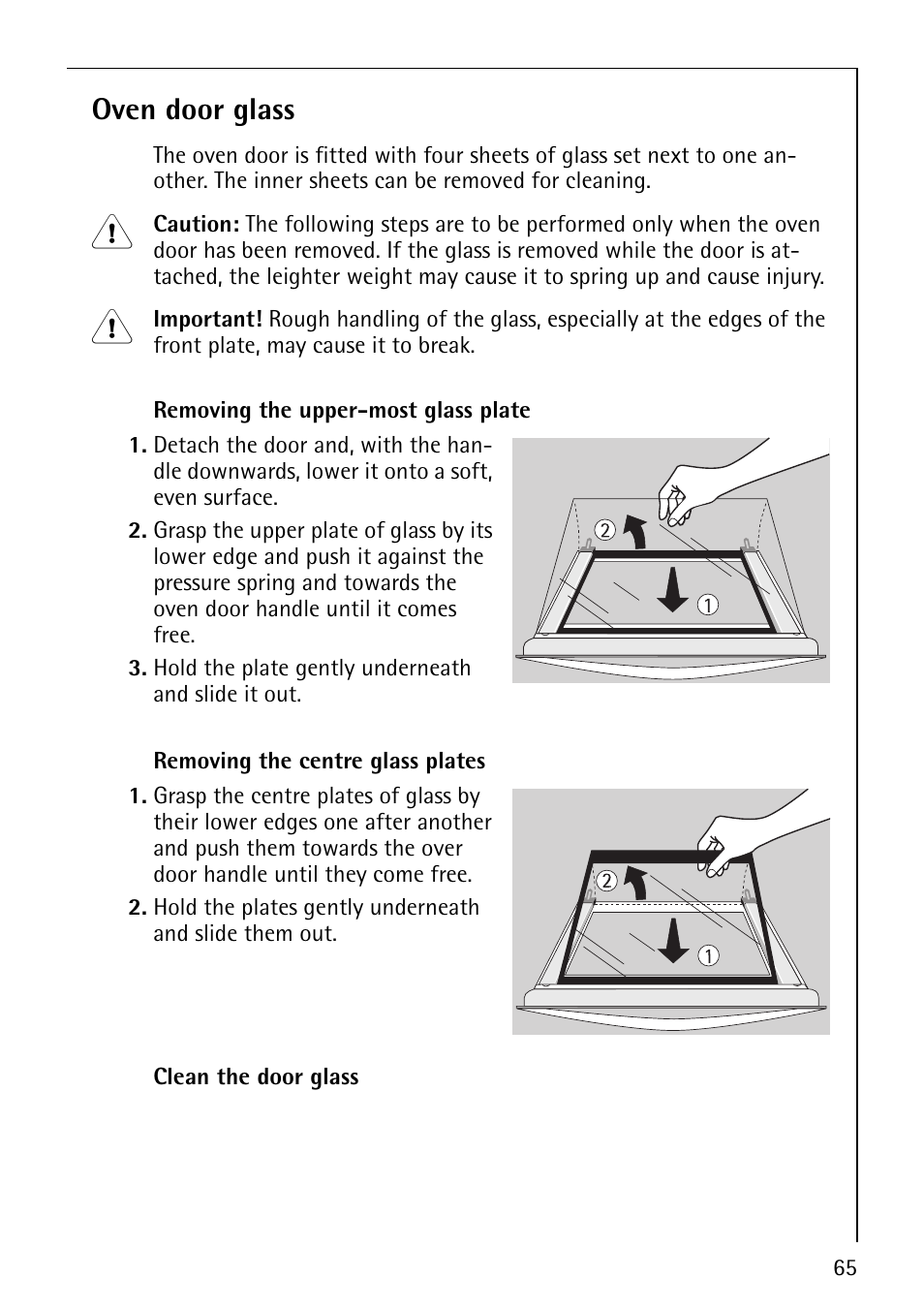 Oven door glass | Electrolux B8140-1 User Manual | Page 65 / 72