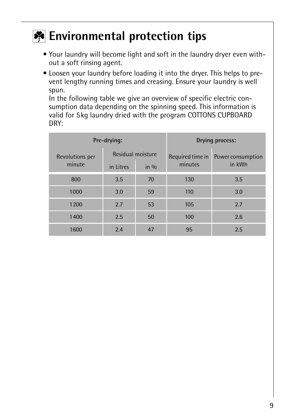 2 environmental protection tips | Electrolux 57700 User Manual | Page 9 / 40
