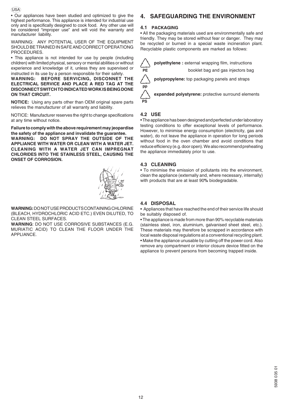 Safeguarding the environment | Electrolux Air-O-Steam 267081 User Manual | Page 12 / 30