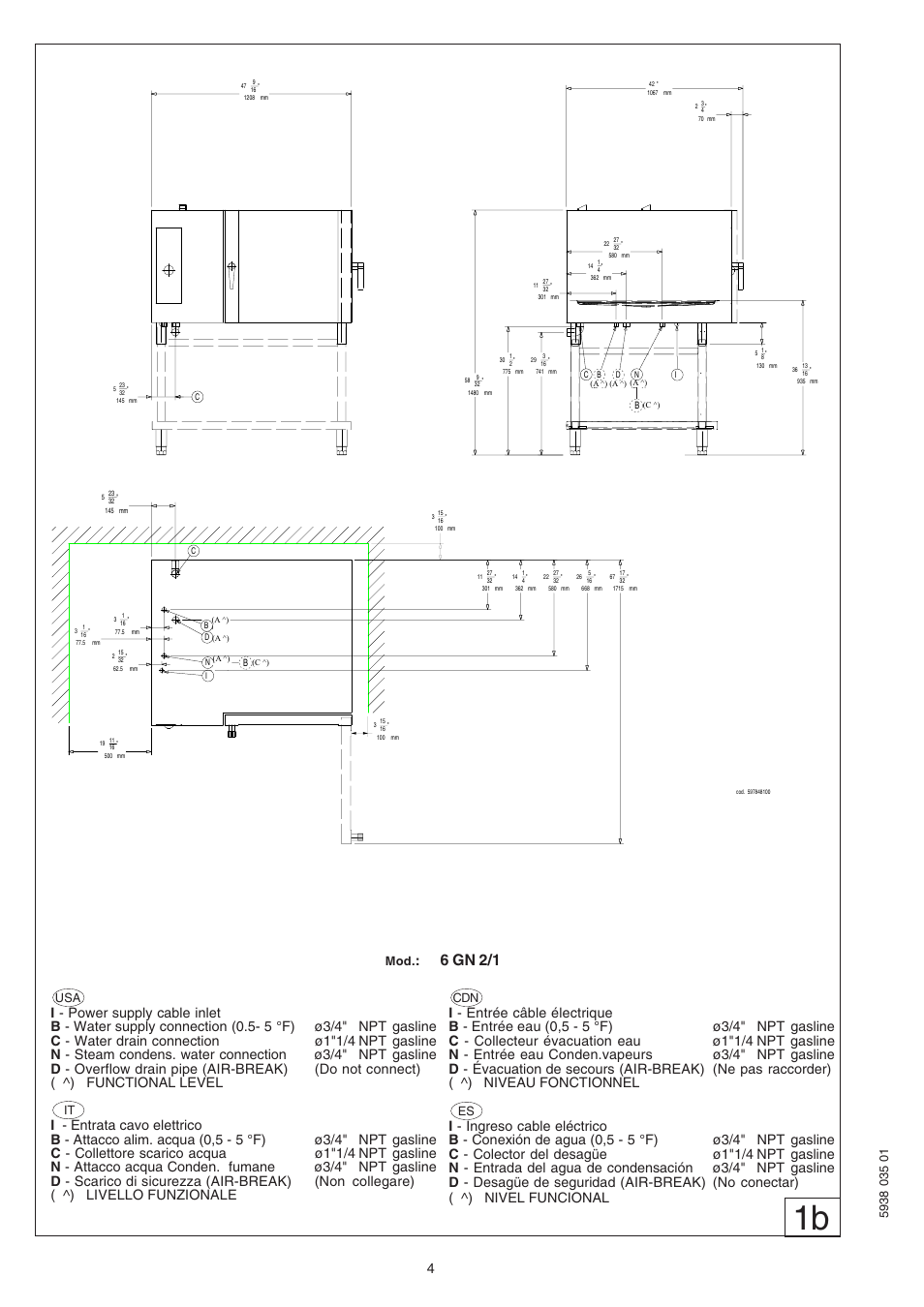 6 gn 2/1 | Electrolux Air-O-Steam 267081 User Manual | Page 4 / 30