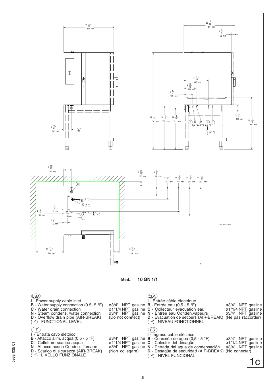 10 gn 1/1 | Electrolux Air-O-Steam 267081 User Manual | Page 5 / 30