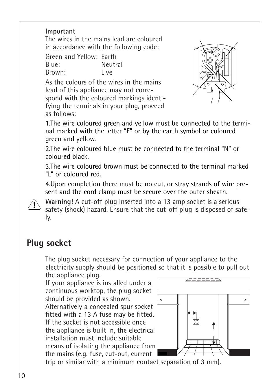 Plug socket | Electrolux 1683-7 TK User Manual | Page 10 / 28