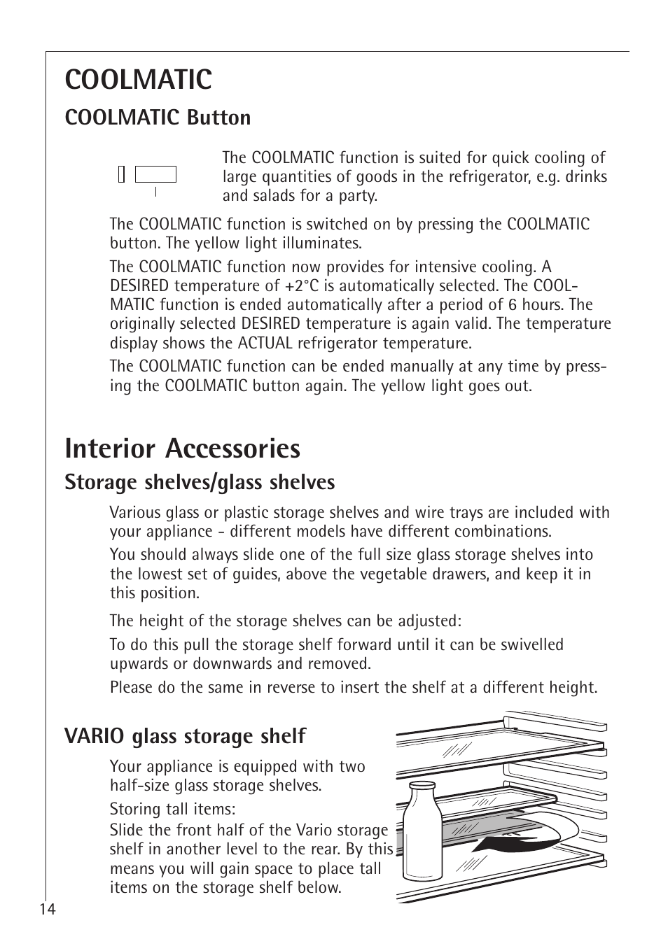 Coolmatic, Interior accessories | Electrolux 1683-7 TK User Manual | Page 14 / 28