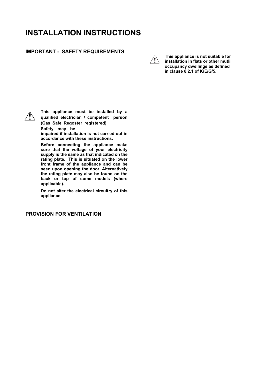 Installation instructions | Electrolux D77000 User Manual | Page 39 / 44