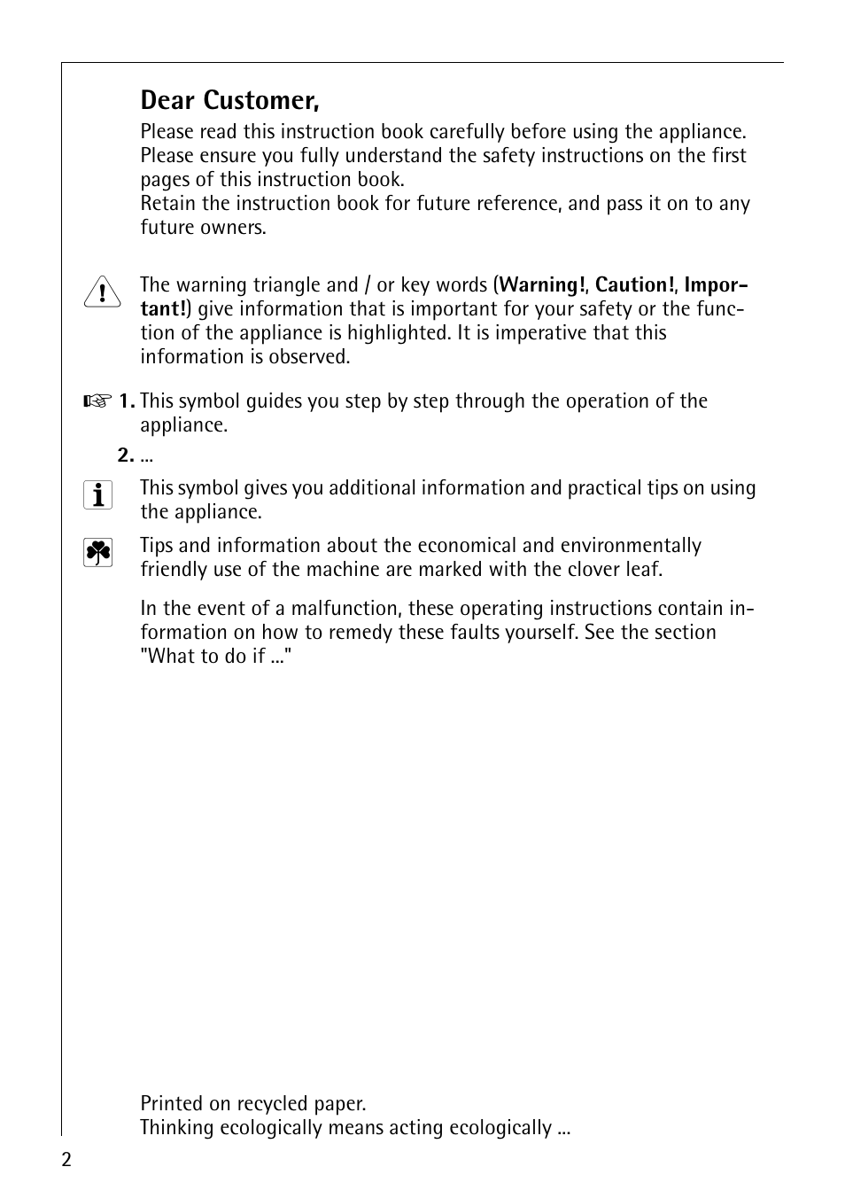 Dear customer | Electrolux 74689 User Manual | Page 2 / 56