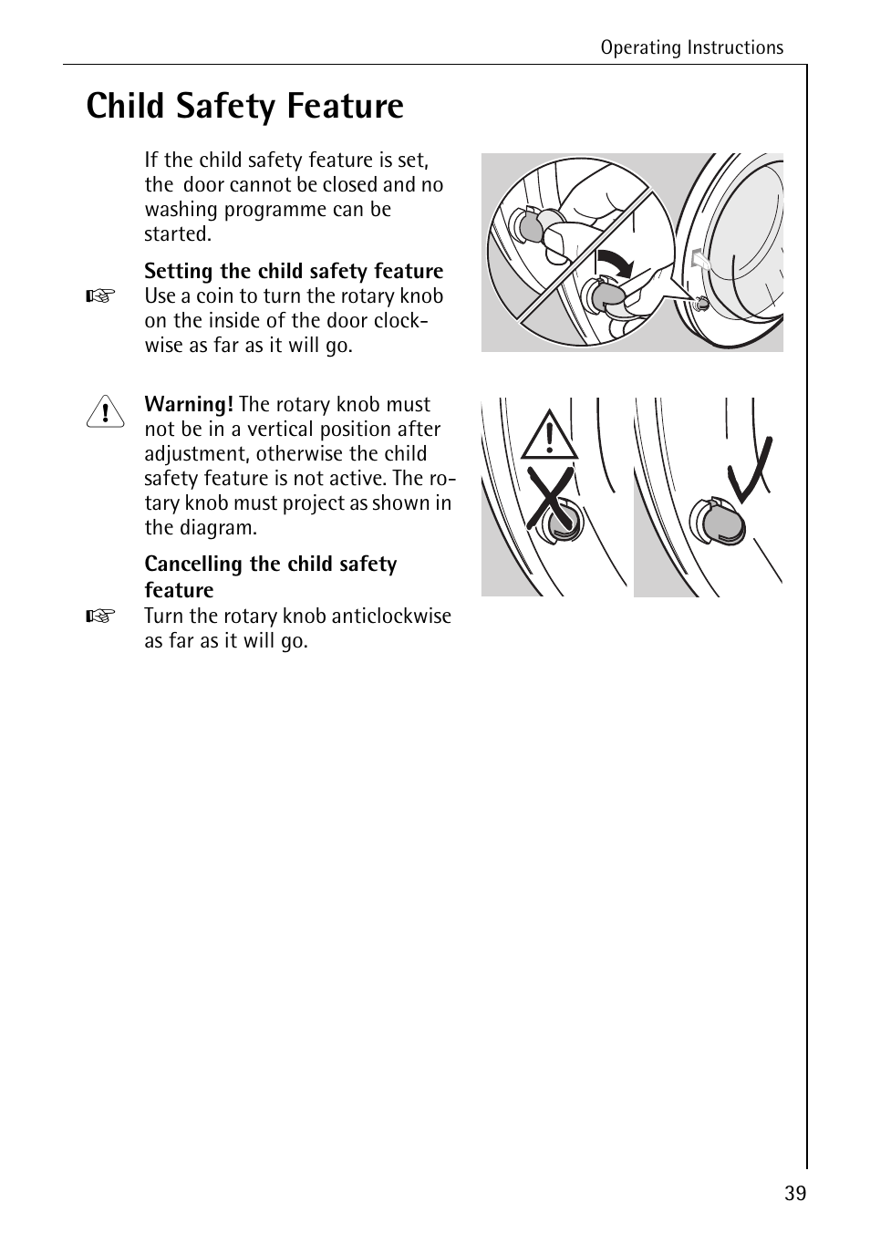 Child safety feature | Electrolux 74689 User Manual | Page 39 / 56