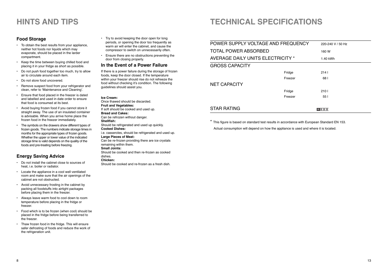 Hints and tips, Technical specifications | Electrolux ER 8034 I User Manual | Page 13 / 20