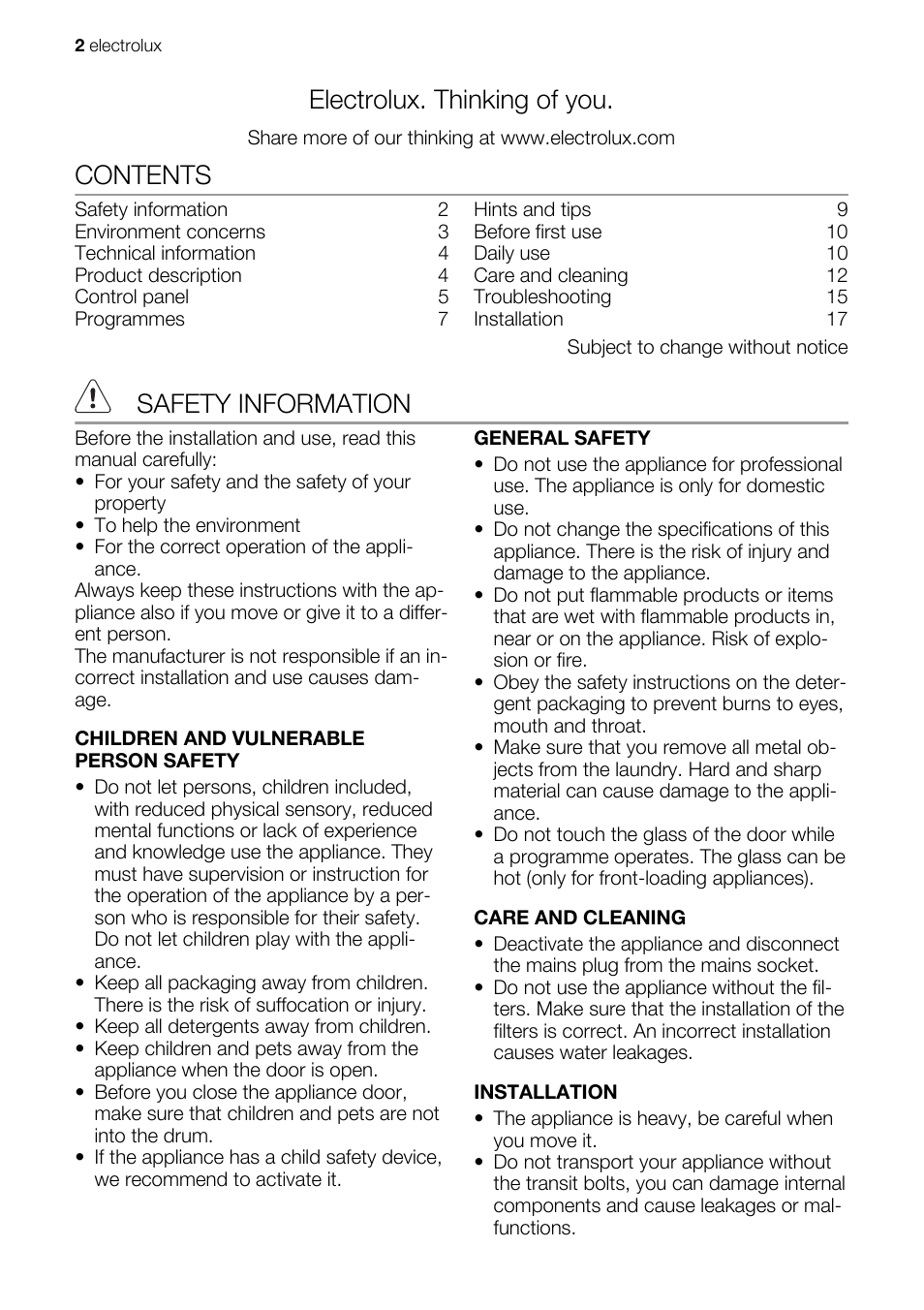 Electrolux EWS 125410 A User Manual | Page 2 / 24