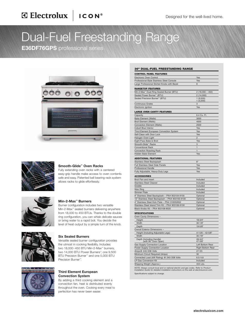Electrolux E36DF76GPS User Manual | 2 pages