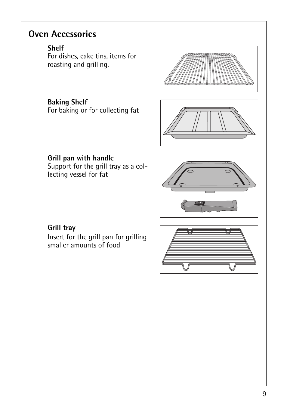Oven accessories | Electrolux B4101-4 User Manual | Page 9 / 52