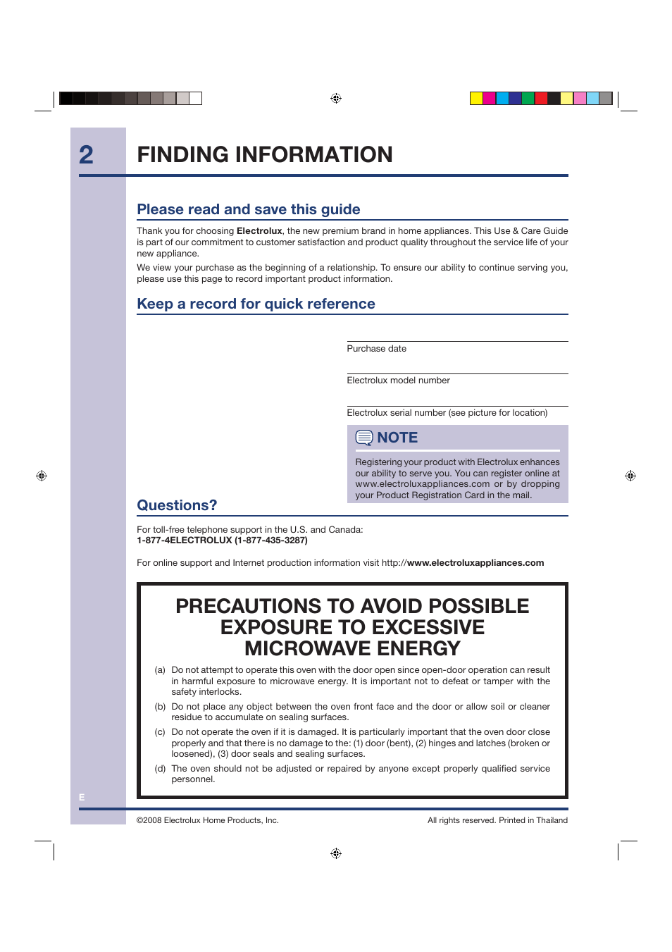 Finding information | Electrolux Over the Range Microwave Oven TINSEB258WRRZ-EL01 User Manual | Page 2 / 36