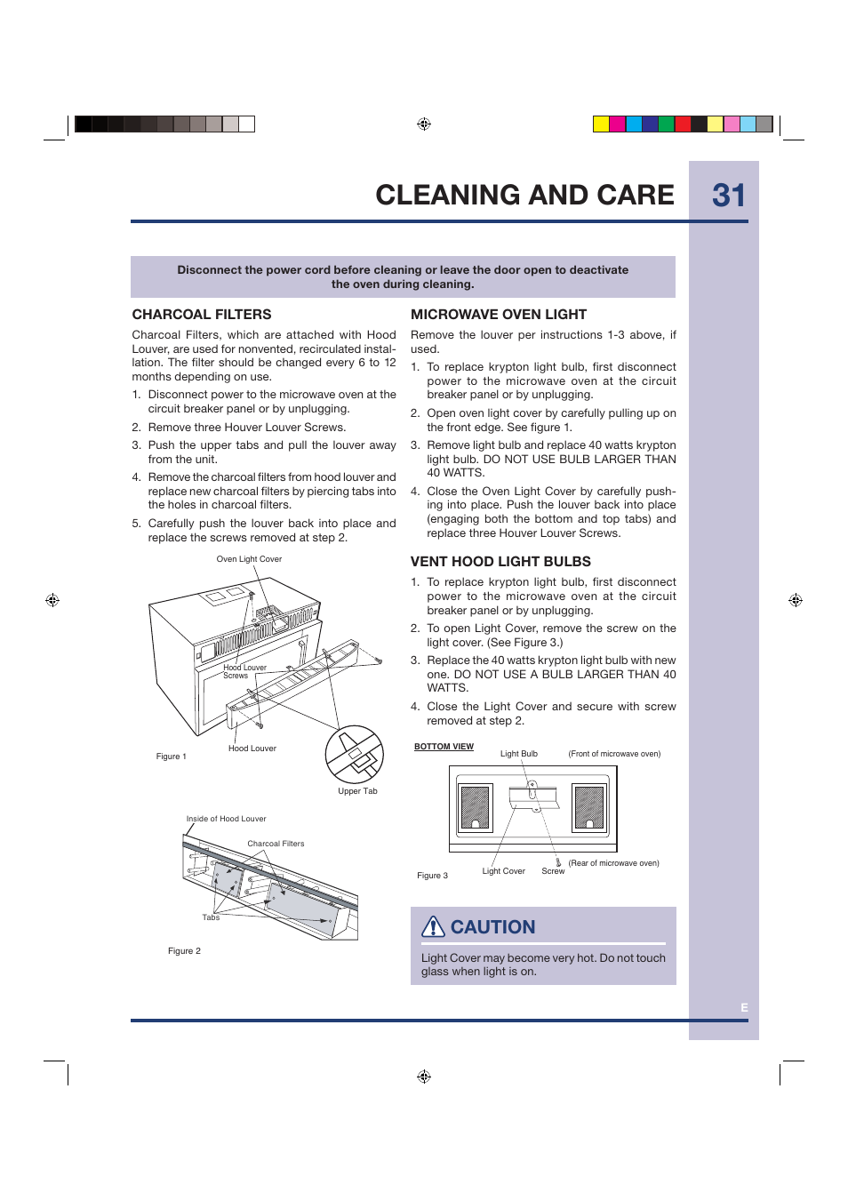 Cleaning and care, Caution | Electrolux Over the Range Microwave Oven TINSEB258WRRZ-EL01 User Manual | Page 31 / 36