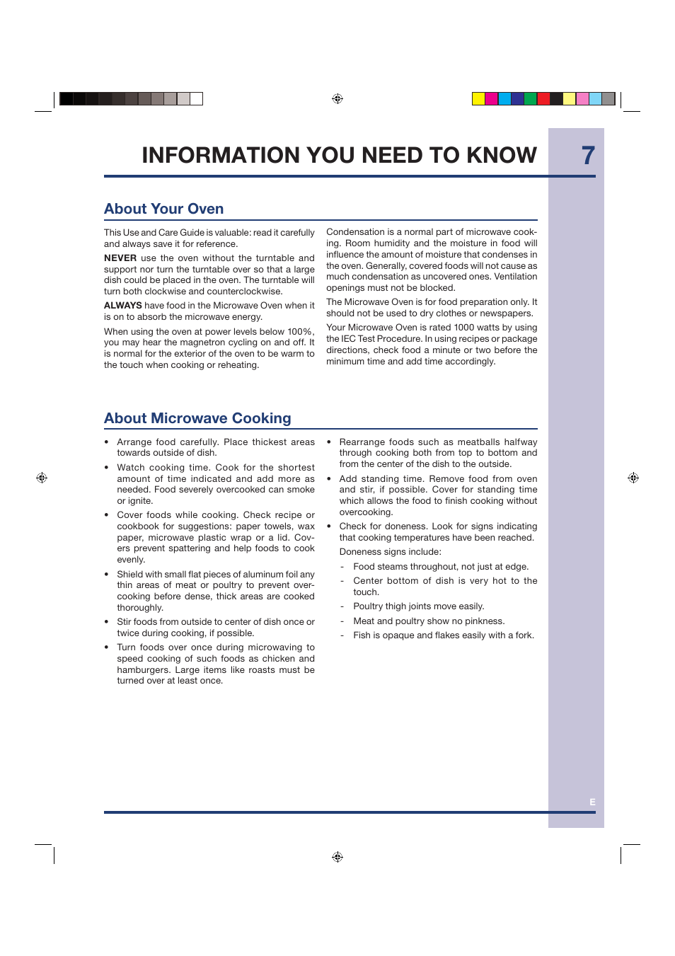 Information you need to know, About your oven, About microwave cooking | Electrolux Over the Range Microwave Oven TINSEB258WRRZ-EL01 User Manual | Page 7 / 36
