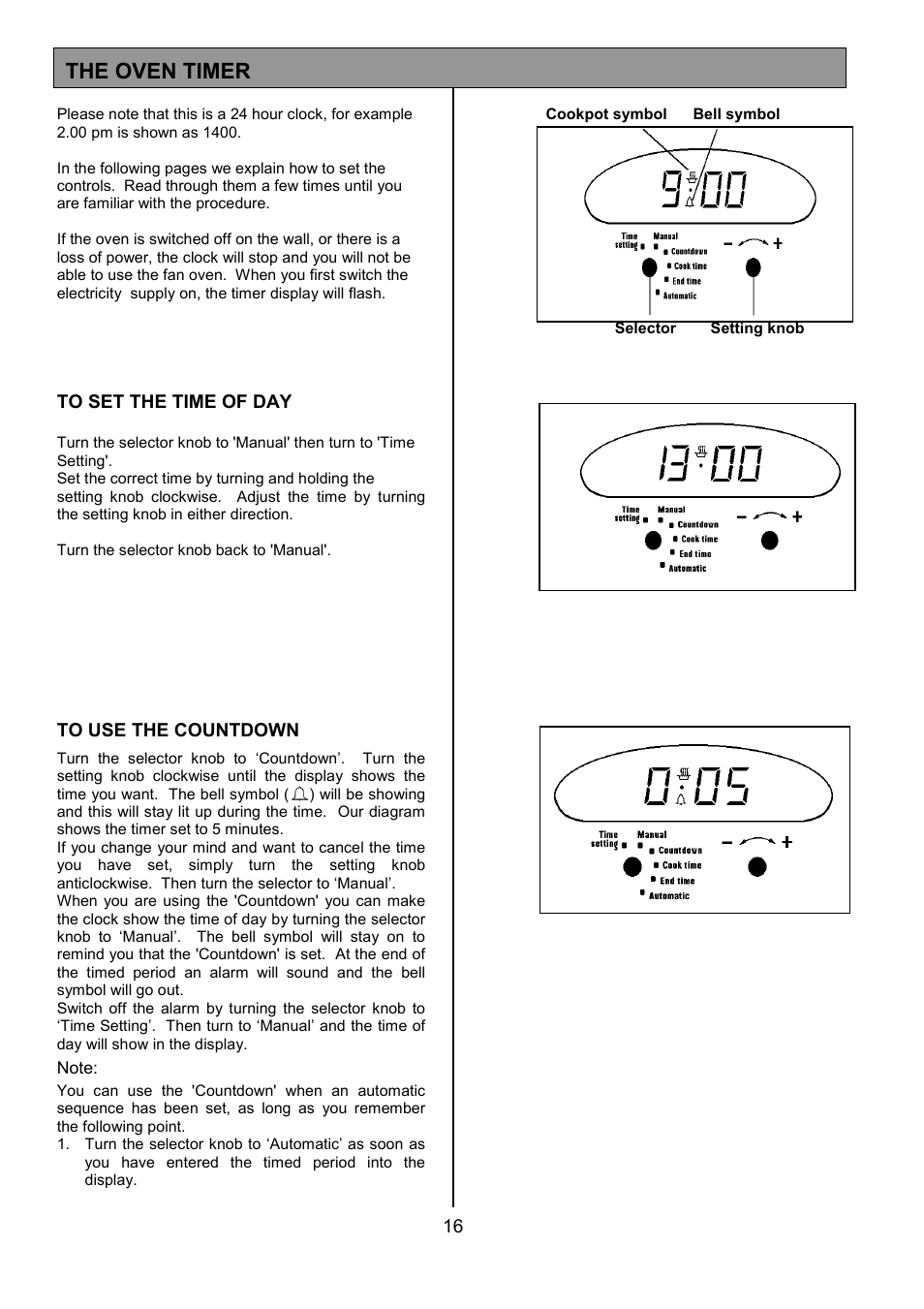 The oven timer | Electrolux EOB 949 User Manual | Page 16 / 36