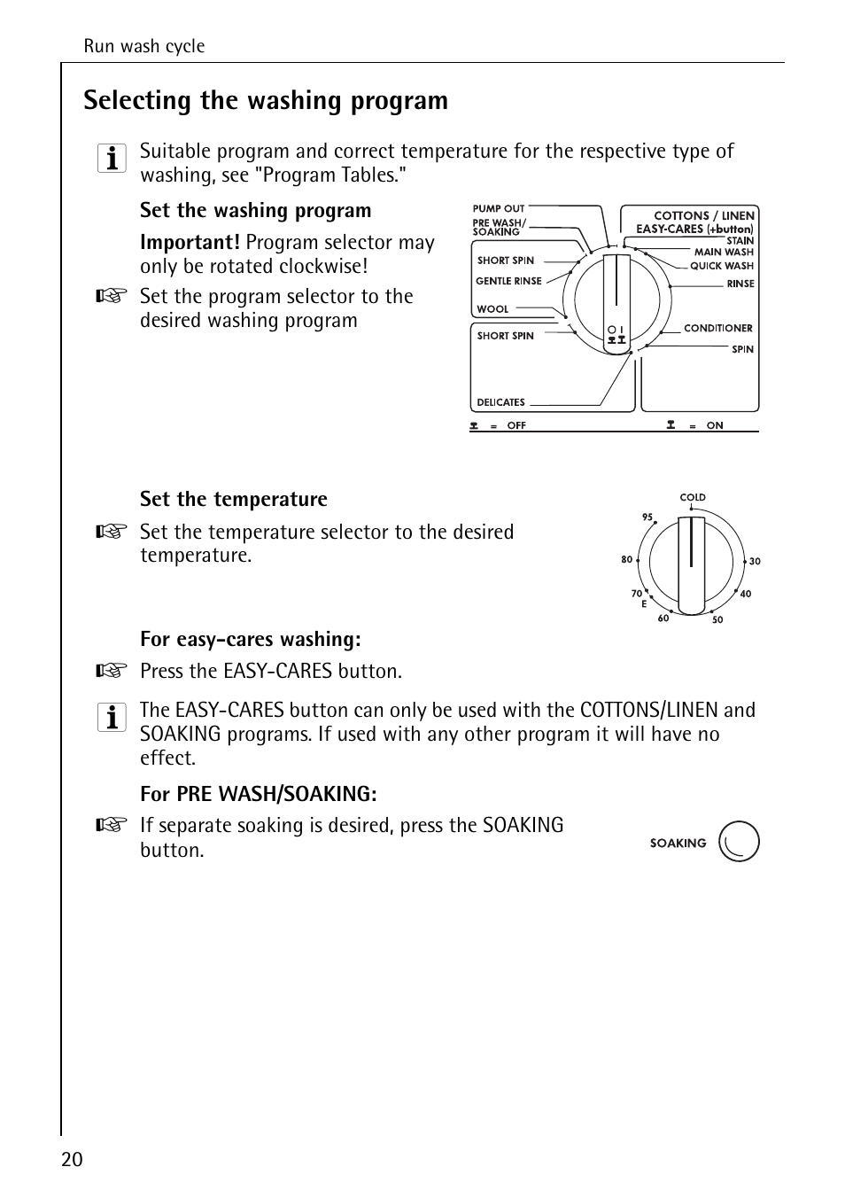 Selecting the washing program | Electrolux LAVAMAT 50600 User Manual | Page 20 / 36