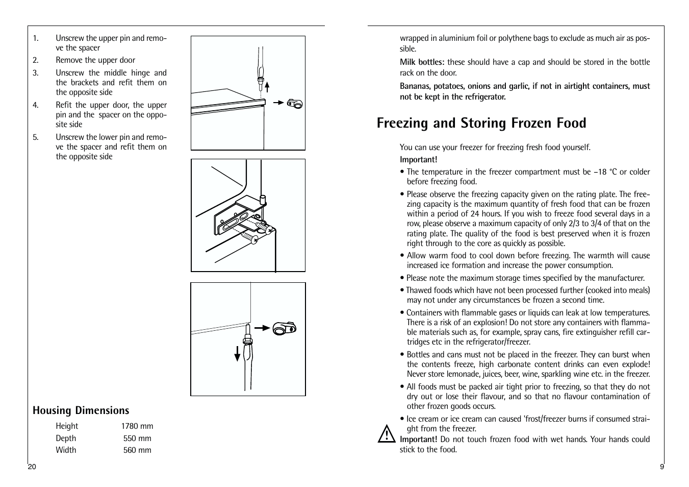 Freezing and storing frozen food | Electrolux C 7 18 41-4i User Manual | Page 20 / 28