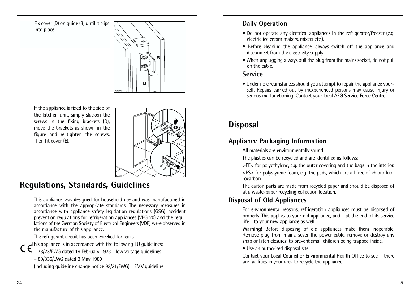 Disposal, Regulations, standards, guidelines | Electrolux C 7 18 41-4i User Manual | Page 24 / 28