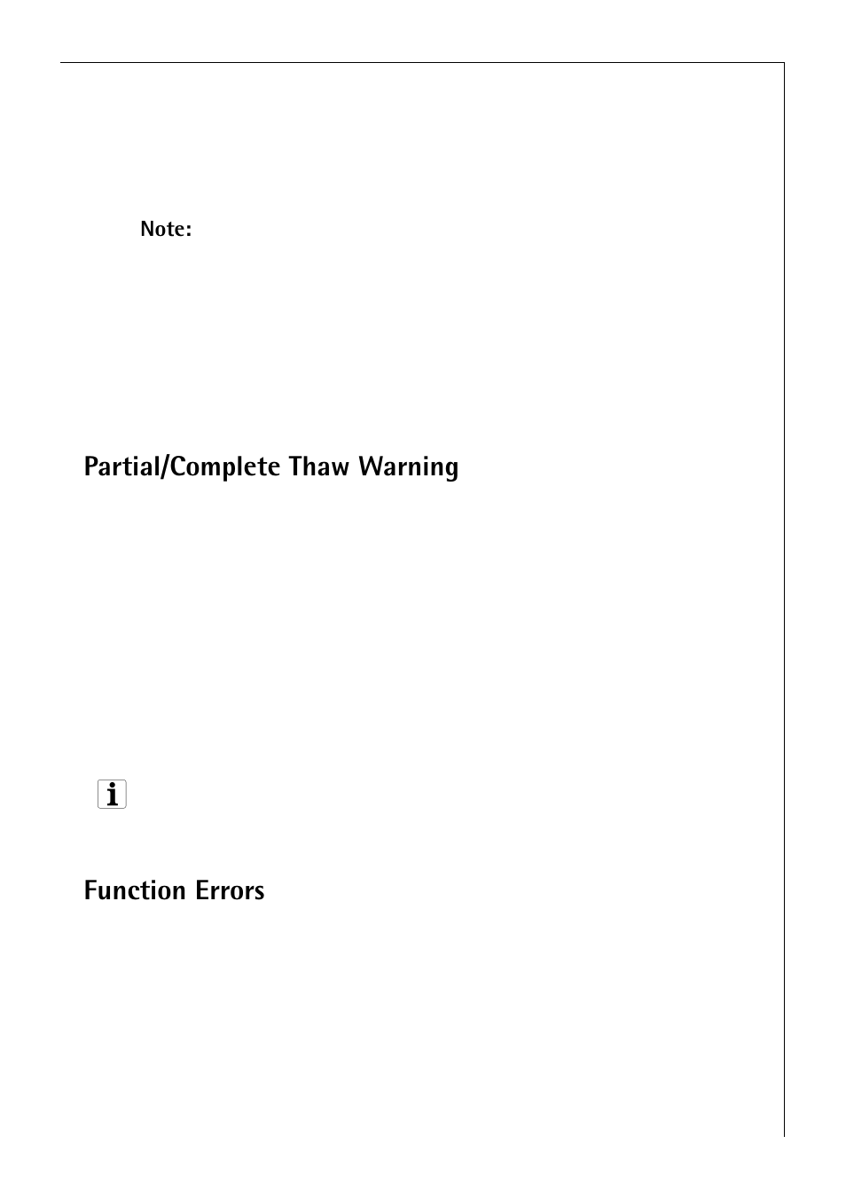 Partial/complete thaw warning, Function errors | Electrolux 3193-4GA User Manual | Page 19 / 40