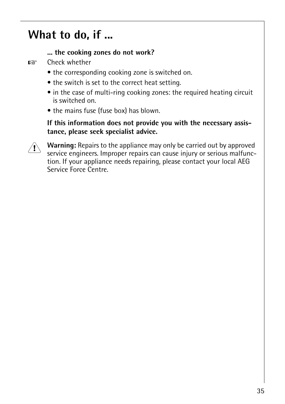 What to do, if | Electrolux pmn User Manual | Page 15 / 24