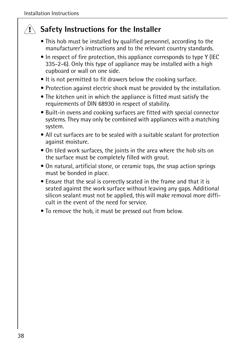 Safety instructions for the installer | Electrolux pmn User Manual | Page 18 / 24