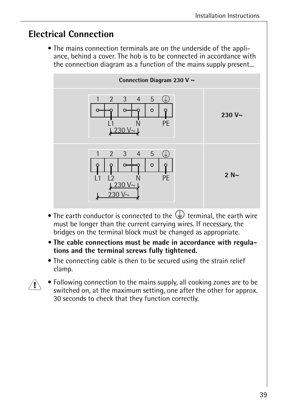 Electrical connection | Electrolux pmn User Manual | Page 19 / 24