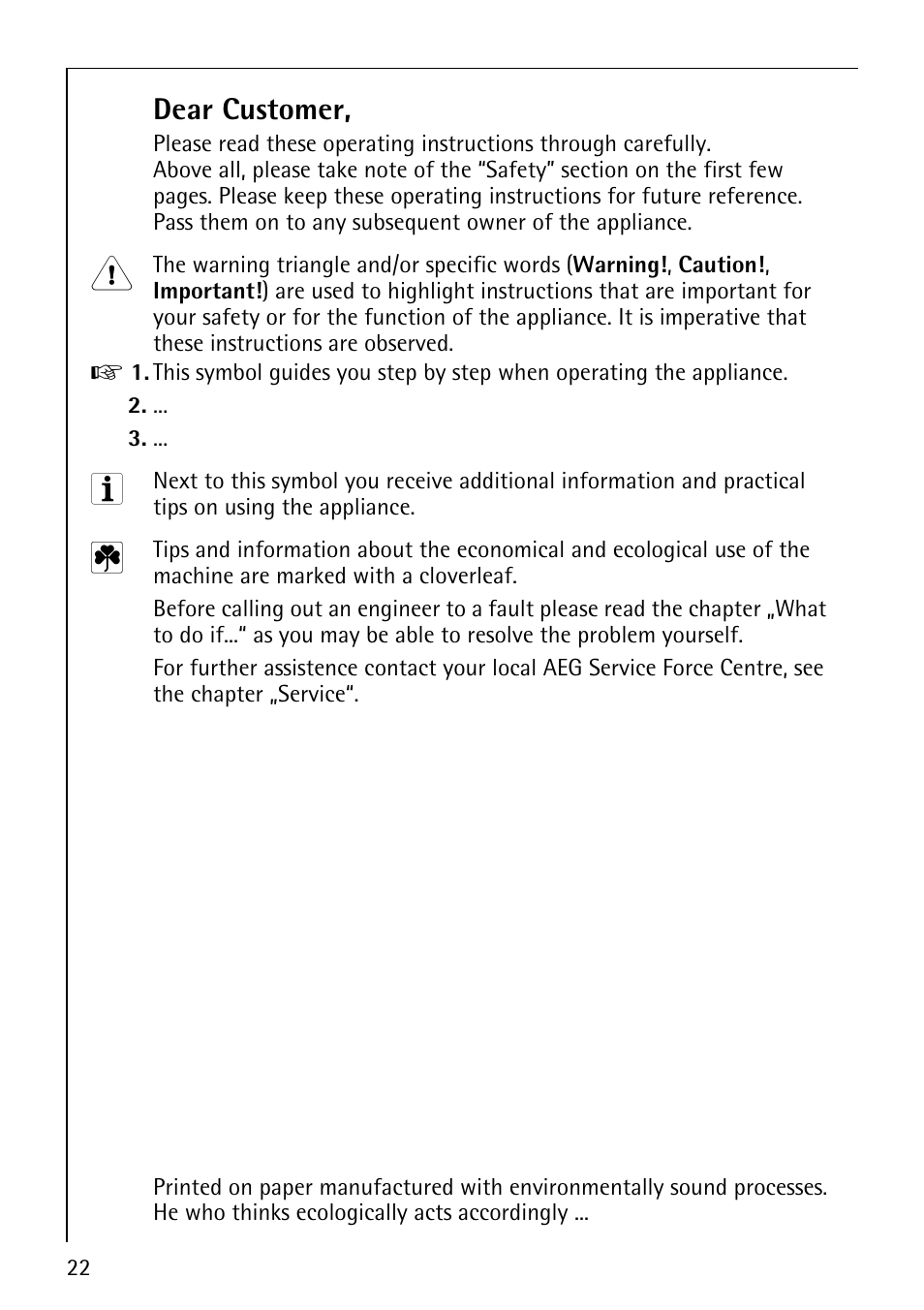 Dear customer | Electrolux pmn User Manual | Page 2 / 24