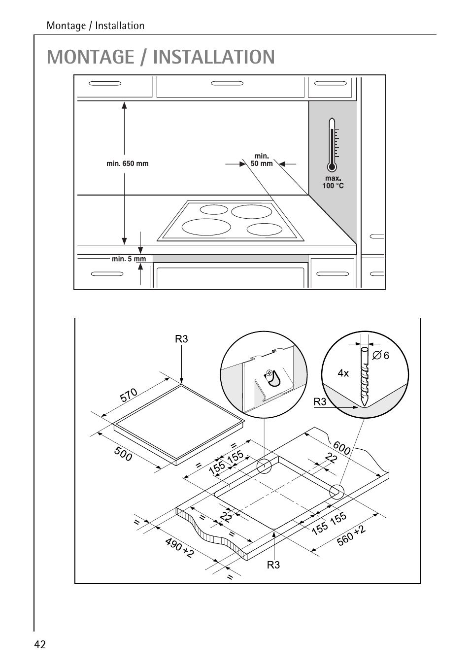 Montage / installation | Electrolux pmn User Manual | Page 22 / 24