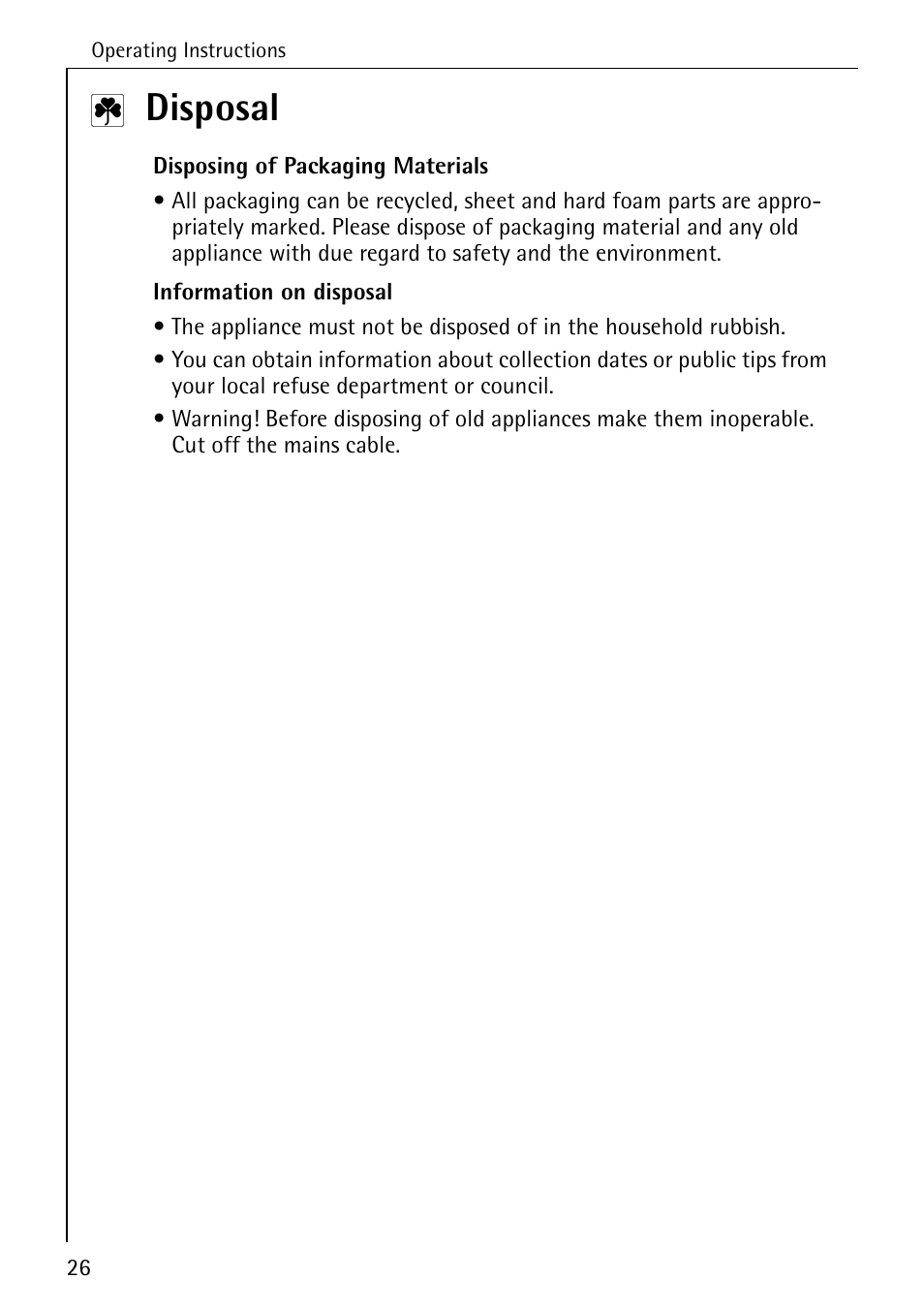 Disposal | Electrolux pmn User Manual | Page 6 / 24