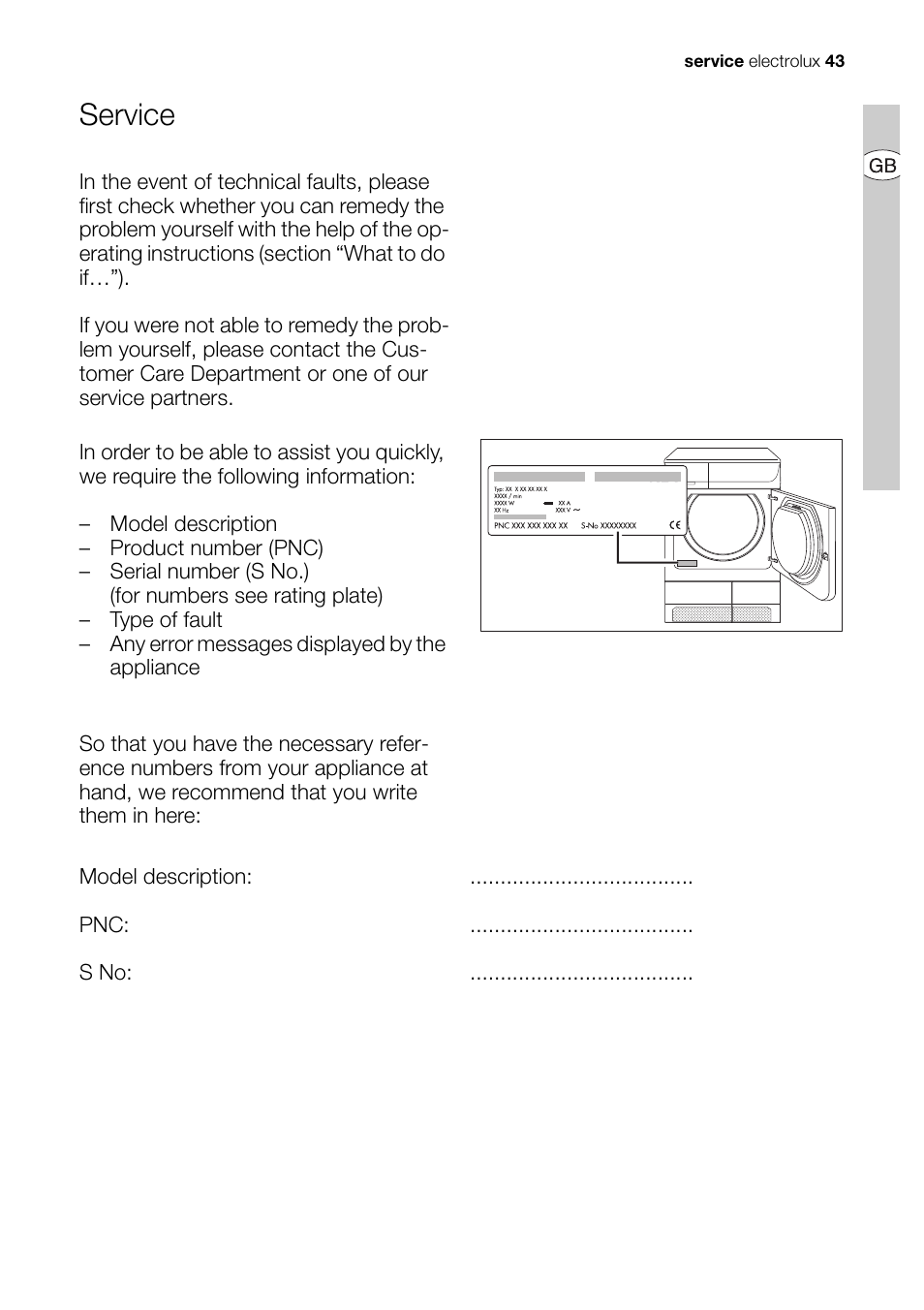 Service | Electrolux EDI 96150 User Manual | Page 43 / 44