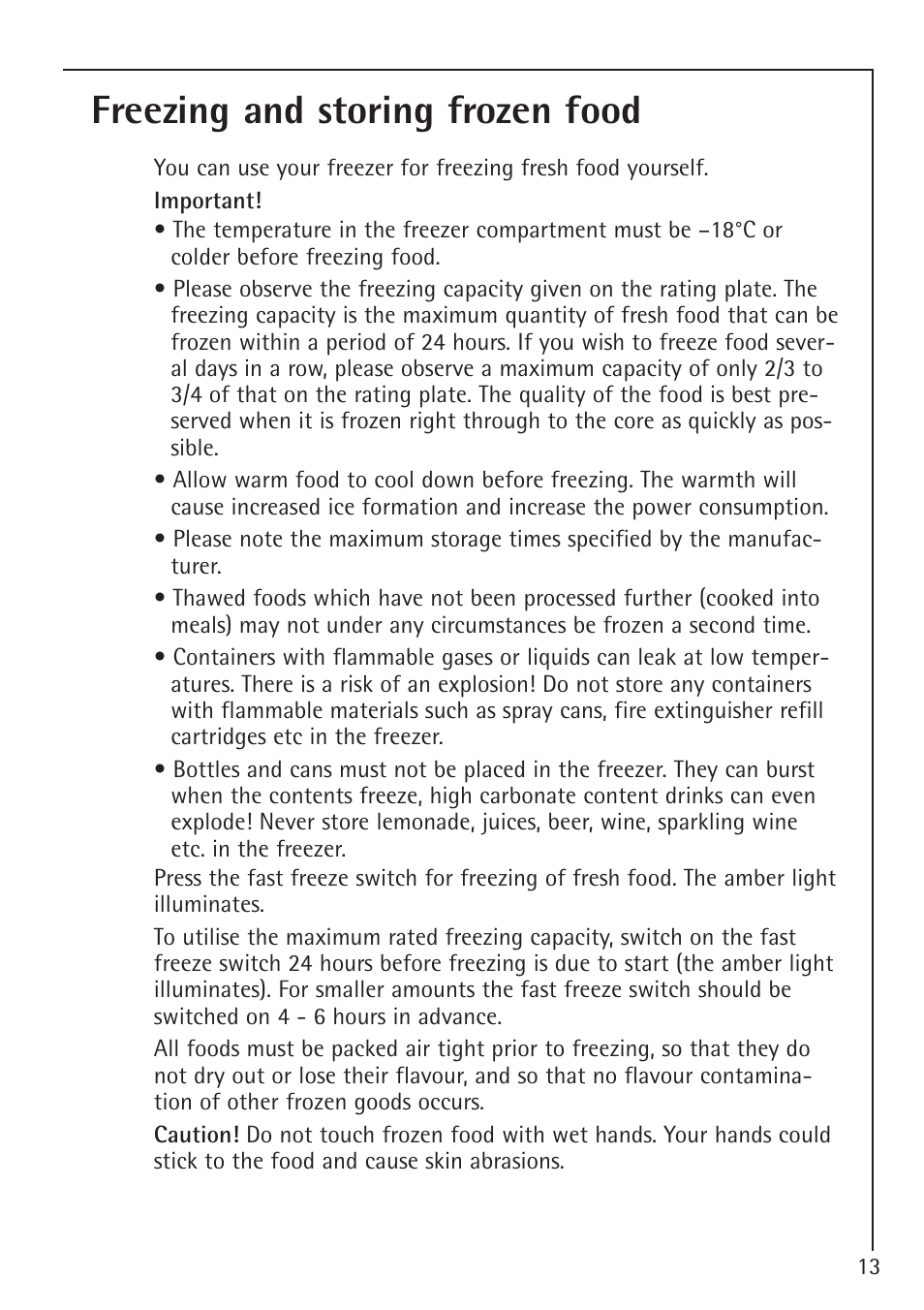 Freezing and storing frozen food | Electrolux 1050-4 GS User Manual | Page 13 / 28