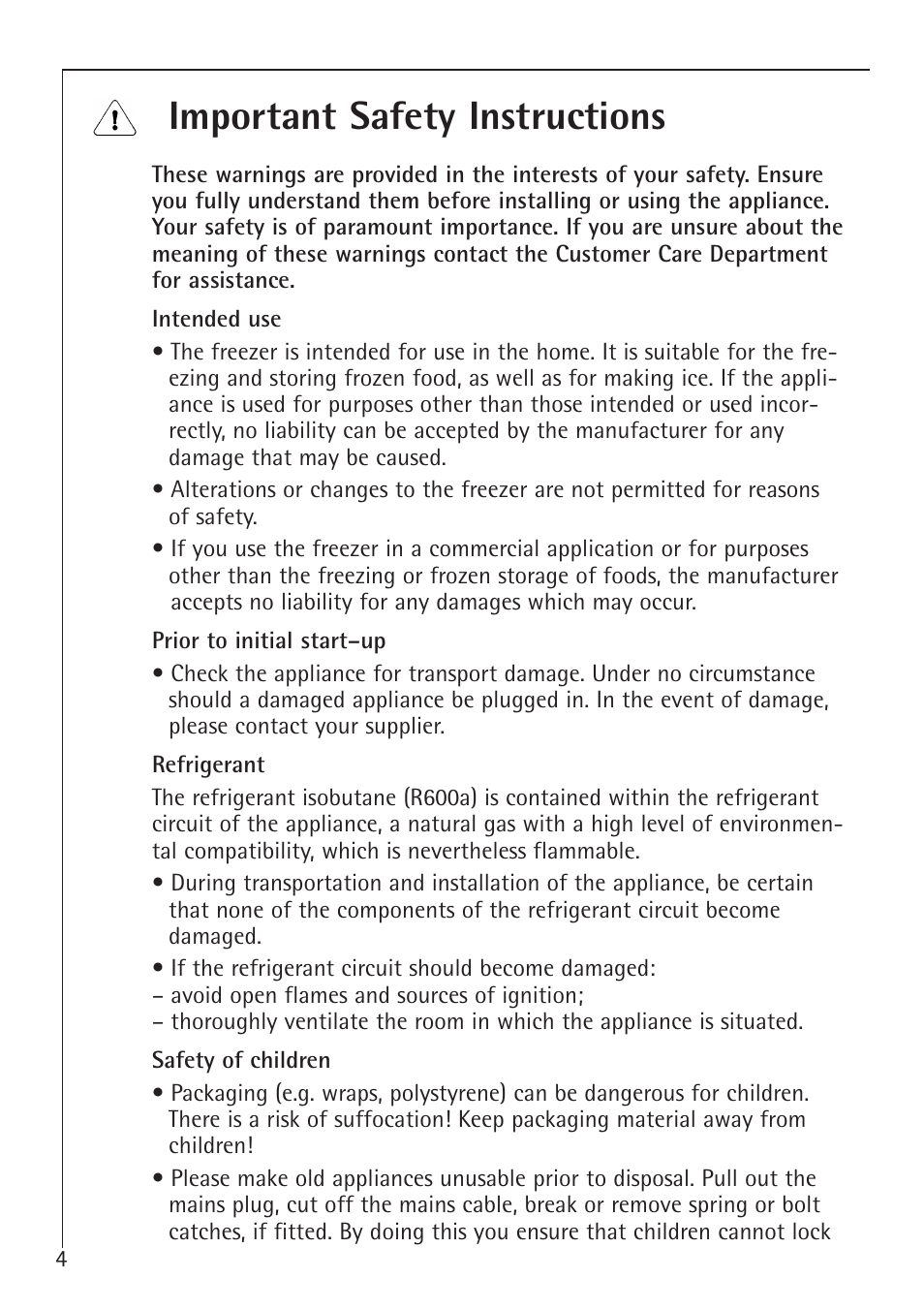 Important safety instructions | Electrolux 1050-4 GS User Manual | Page 4 / 28