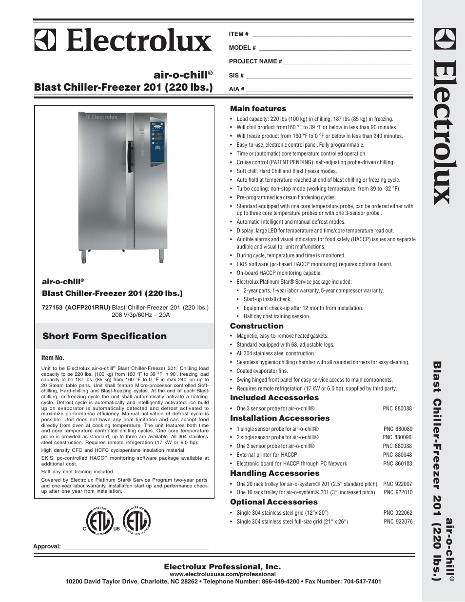 Electrolux Air-O-Chill 727153 User Manual | 2 pages