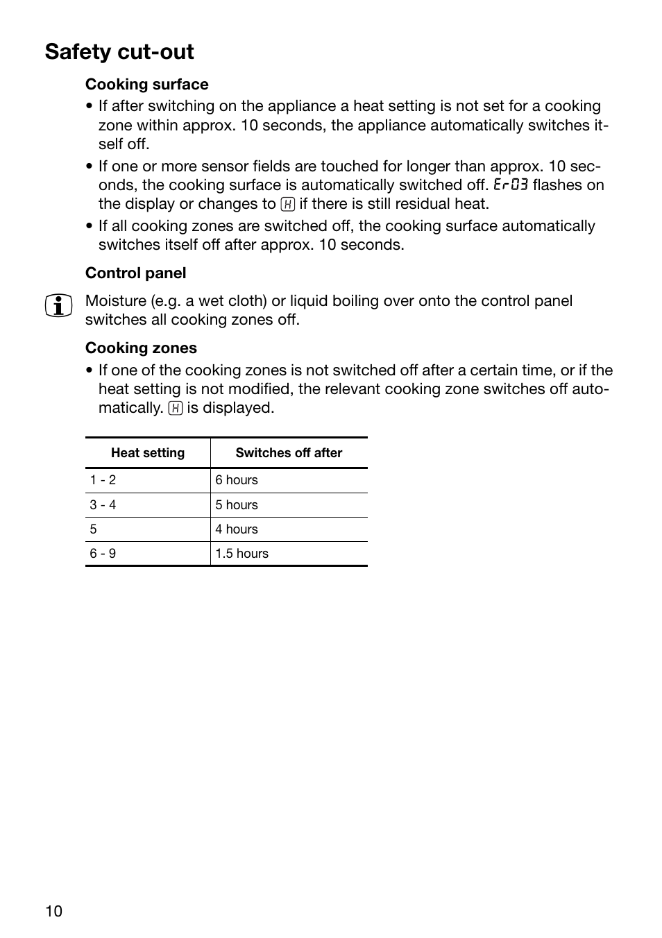 Safety cut-out | Electrolux TBC 651 X User Manual | Page 10 / 24