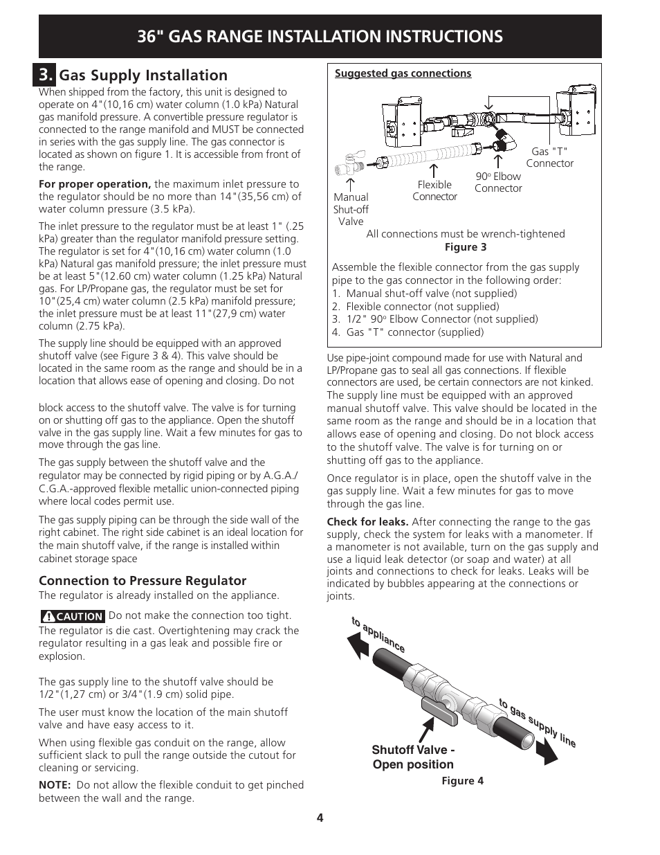 36" gas range installation instructions 3, Gas supply installation | Electrolux 318201778 User Manual | Page 4 / 20