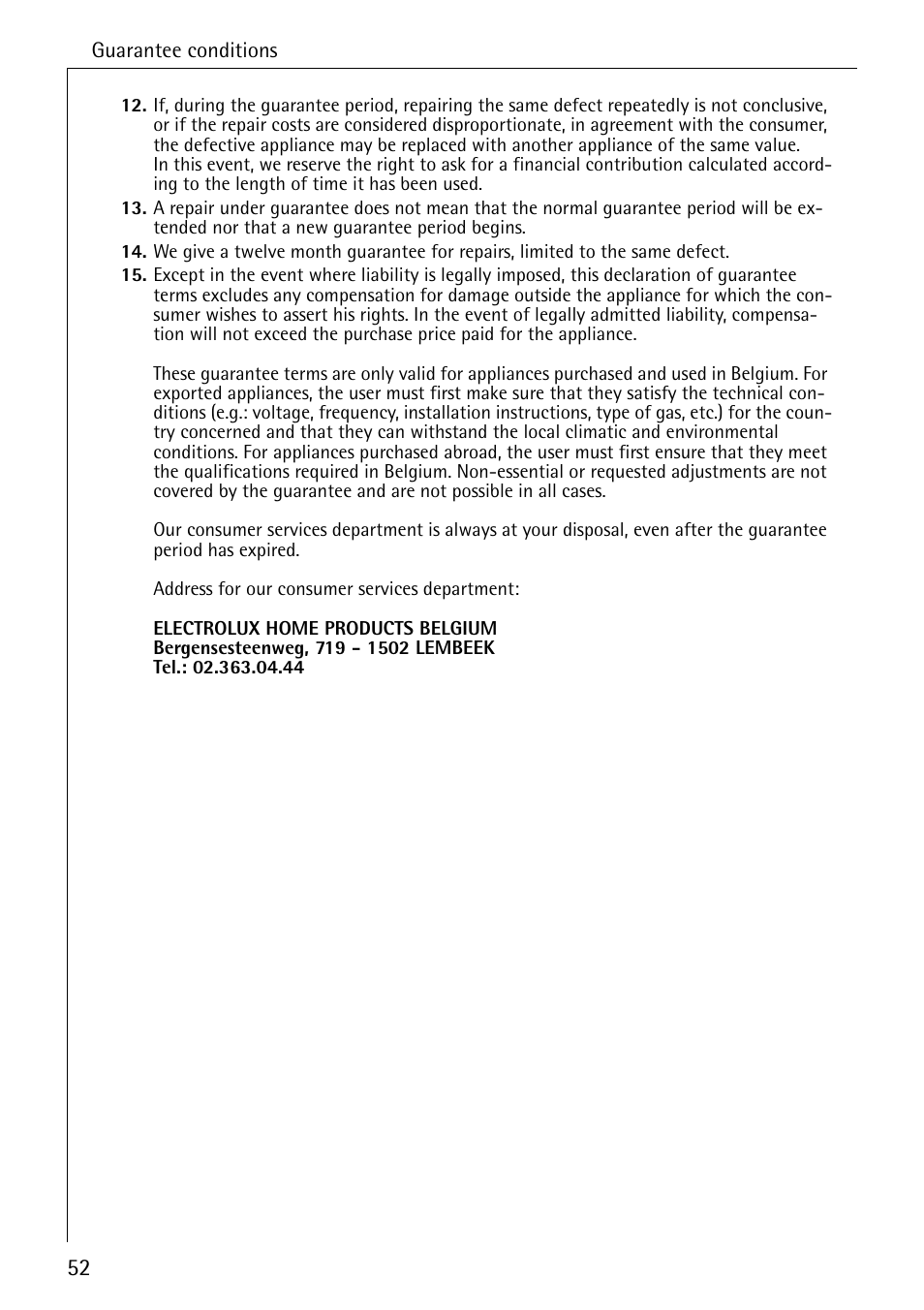 Electrolux LAVAMAT SOUPLESSE 14 User Manual | Page 52 / 56