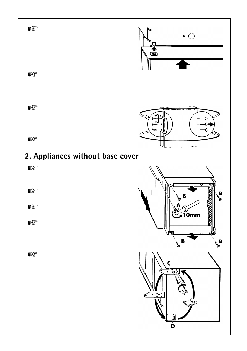 Appliances without base cover | Electrolux 3173-4GS User Manual | Page 15 / 40