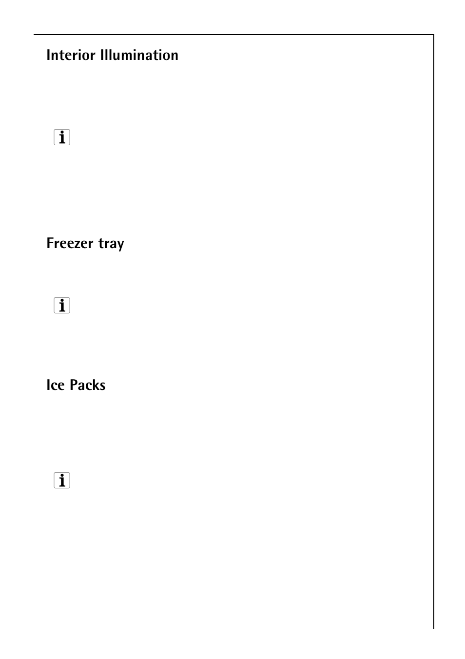 Interior illumination, Freezer tray, Ice packs | Electrolux 3173-4GS User Manual | Page 19 / 40