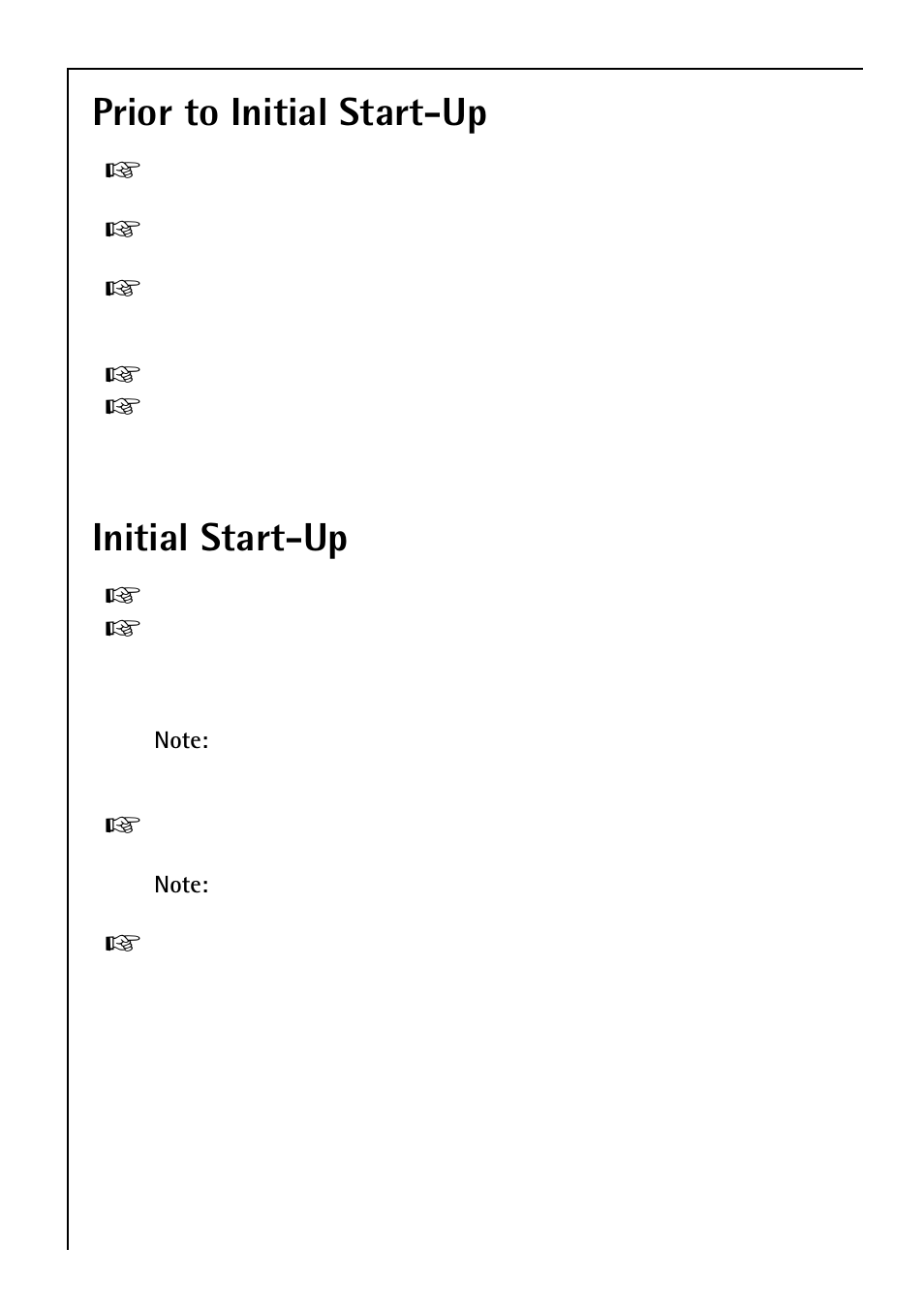 Prior to initial start-up, Initial start-up | Electrolux 3173-4GS User Manual | Page 22 / 40